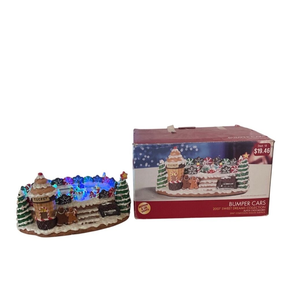 2007 Sweet Dreams Collection Bumper Cars Christmas Village LightS Motion VIDEO